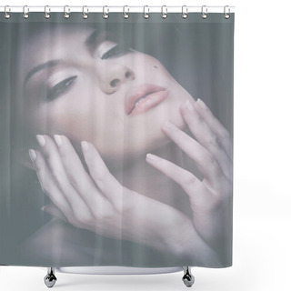 Personality  Female Face Retro Portrait Shower Curtains