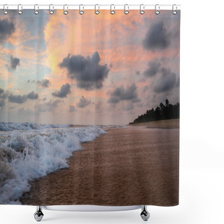 Personality  Sunset Over Tropical Beach Shower Curtains