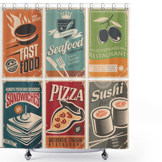 Personality  Retro Food Posters Shower Curtains