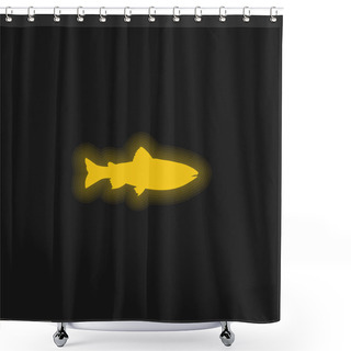 Personality  Amago Fish Shape Yellow Glowing Neon Icon Shower Curtains