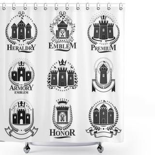 Personality  Ancient Castles Emblems Set Shower Curtains