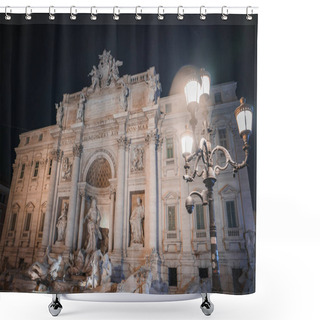 Personality  Trevi Fountain In Rome, Italy, Illuminated At Night. Features Sculptures Of Oceanus, Abundance, Salubrity, Horses, And Tritons. Popular Tourist Destination For Good Luck Coin Toss. Shower Curtains