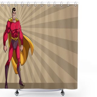 Personality  Superhero Standing Tall Ray Light Background Shower Curtains