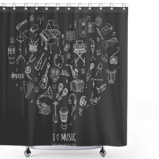 Personality  Music Icons Set Shower Curtains