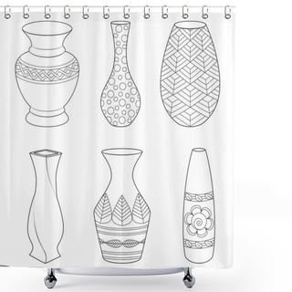 Personality  Vases Black And White Illustration Vector Set Shower Curtains