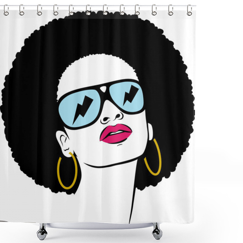 Personality  Afro Hair Hippie Woman Pop Art Shower Curtains