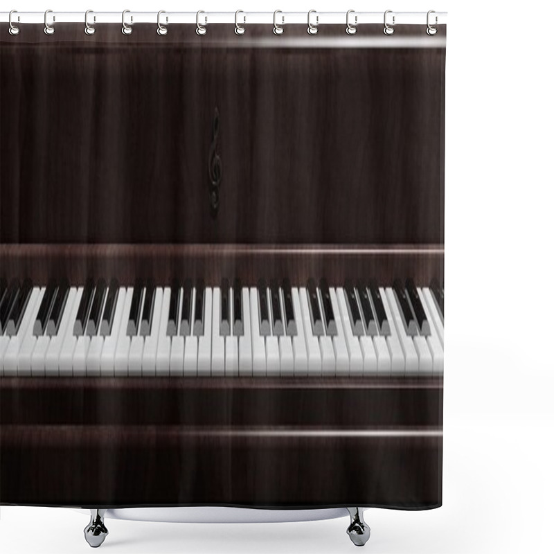 Personality  Dark Brown Piano Keys Front View, Closeup Background Shower Curtains