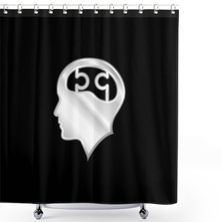 Personality  Bald Head With Puzzle Brain Silver Plated Metallic Icon Shower Curtains
