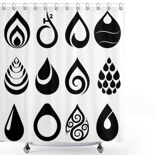 Personality  Drop Icons And Signs Set Shower Curtains