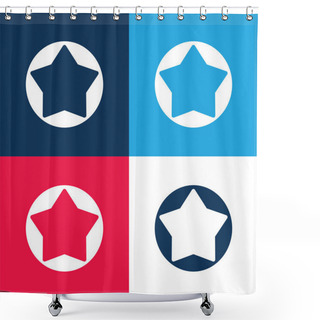 Personality  Big Star Button Blue And Red Four Color Minimal Icon Set Shower Curtains