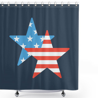 Personality  Two Stars Depicting USA Flag Shower Curtains