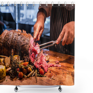 Personality  Chef Cut Wagyu Beef Roast Prime Rib, Carving Food Shower Curtains