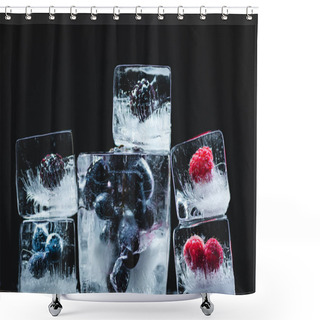 Personality  Frozen Fruits In Ice Cubes Shower Curtains