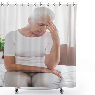 Personality  Upset Senior Woman In Hospital Shower Curtains