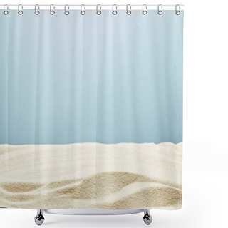 Personality  Wavy Textured Golden Sand On Blue Background Shower Curtains
