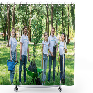 Personality  Friends Volunteering And Planting Trees In Park Together Shower Curtains