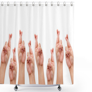 Personality  Conceptual Image, Finger Crossed Hand Sign Shower Curtains