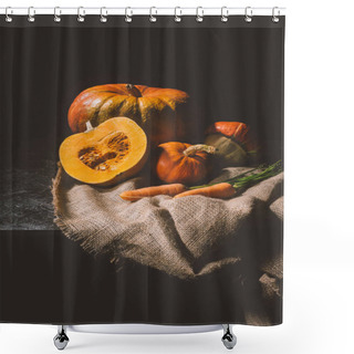 Personality  Seasonal Vegetables On Sackcloth  Shower Curtains