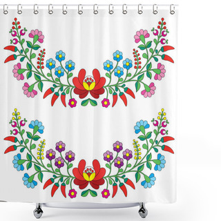 Personality  Hungarian Floral Folk Pattern - Kalocsai Embroidery With Flowers And Paprika Shower Curtains