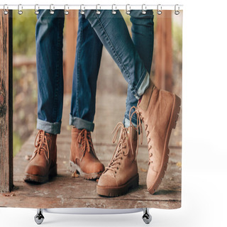 Personality  Couple In Autumn Shoes Shower Curtains