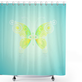 Personality  Green Butterfly. Vector Illustration Shower Curtains