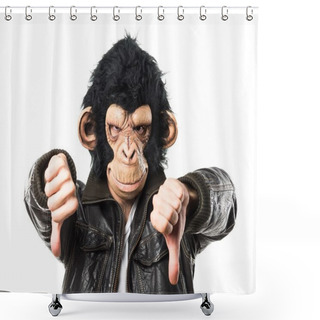 Personality  Monkey Man Doing Bad Signal Shower Curtains