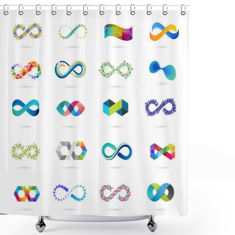 Personality  Colorful abstract infinity, endless symbols and icon collection shower curtains