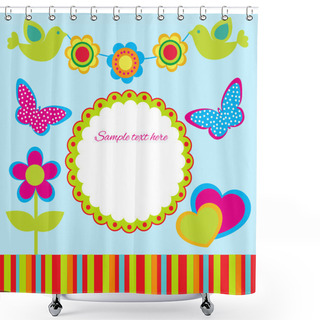Personality  Cute Spring Frame Design. Vector Illustration Shower Curtains