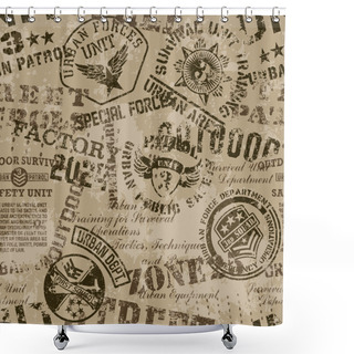 Personality  Grunge Military Badges Shower Curtains