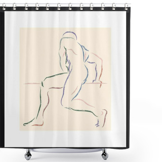 Personality  Human Sketch Drawing. Vector Poster. Shower Curtains