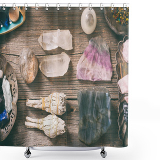Personality  Natural Rocks And White Sage Shower Curtains