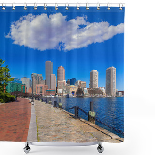 Personality  Boston Skyline From Fan Pier Sunlight Massachusetts Shower Curtains
