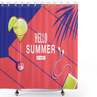 Personality  Summer Holiday, Poster , Cocktail, Banner, Sunshine ,Vector Illu Shower Curtains