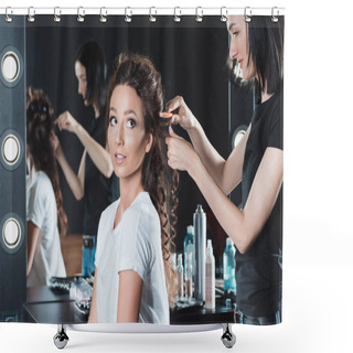 Personality  Hair Dresser Doing Hairstyle Shower Curtains