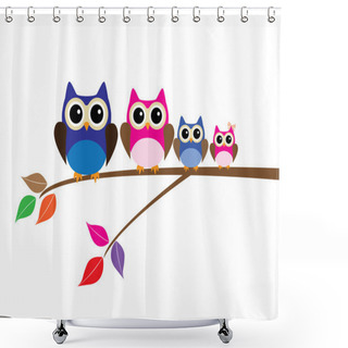 Personality  Owl Family Shower Curtains