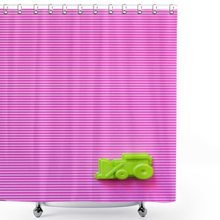 Personality  Top View Of Green Plastic Excavator On Violet Background With Copy Space Shower Curtains