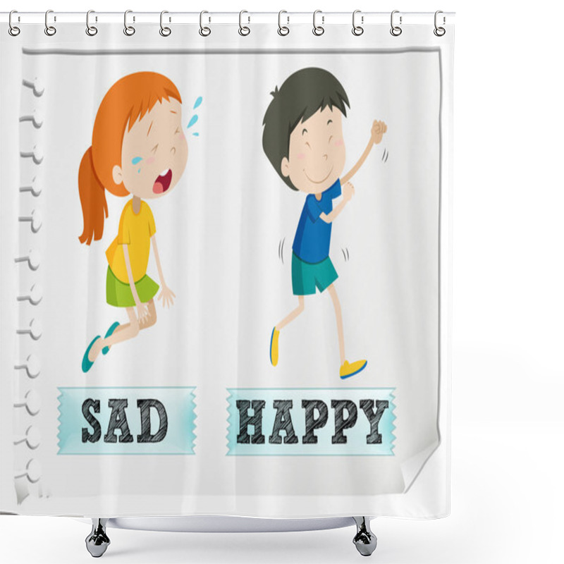 Personality  Opposite Adjectives With Sad And Happy Shower Curtains