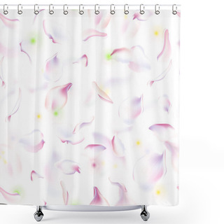 Personality  Vector Seamless Pattern With Floral Petals. Floral Background With Flowers, Petal, Blurred Petals And Soft Leaves And Stamen. Sakura Petal Pattern, Blossom Rose Background, Petals Seamless Pattern Shower Curtains