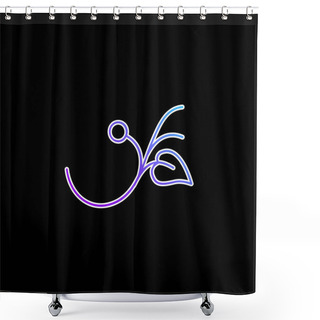 Personality  Branch With A Leaf And A Seed Blue Gradient Vector Icon Shower Curtains