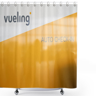 Personality  Vueling Sign At Barcelona Airport Shower Curtains