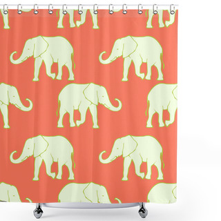 Personality  Seamless Pattern With Hand Drawn Silhouette Elephants Shower Curtains