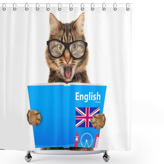 Personality  Cat Reading A Book Shower Curtains