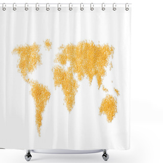 Personality  World Map Made From Round Pasta  Shower Curtains