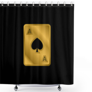 Personality  Ace Of Spades Gold Plated Metalic Icon Or Logo Vector Shower Curtains