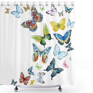 Personality  Watercolor Butterflies Shower Curtains