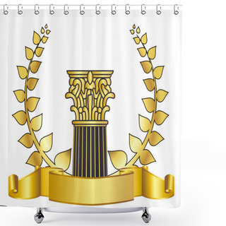 Personality  Old-style Greece Column And Gold Laurel Wreathgold Laurel Wreath. Eps10 Vector Illustration Shower Curtains