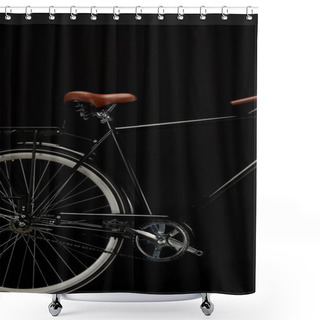 Personality  Wheel, Saddle And Pedals Of Classic Bicycle Isolated On Black Shower Curtains