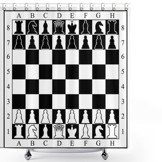 Personality  Chess Board With Chess Pieces. Vector Illustration. Shower Curtains