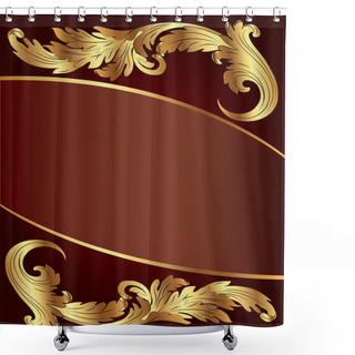 Personality  Brown Background With Gold(en) Pattern Shower Curtains