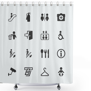 Personality  Vector Public Signs Icons Set Shower Curtains